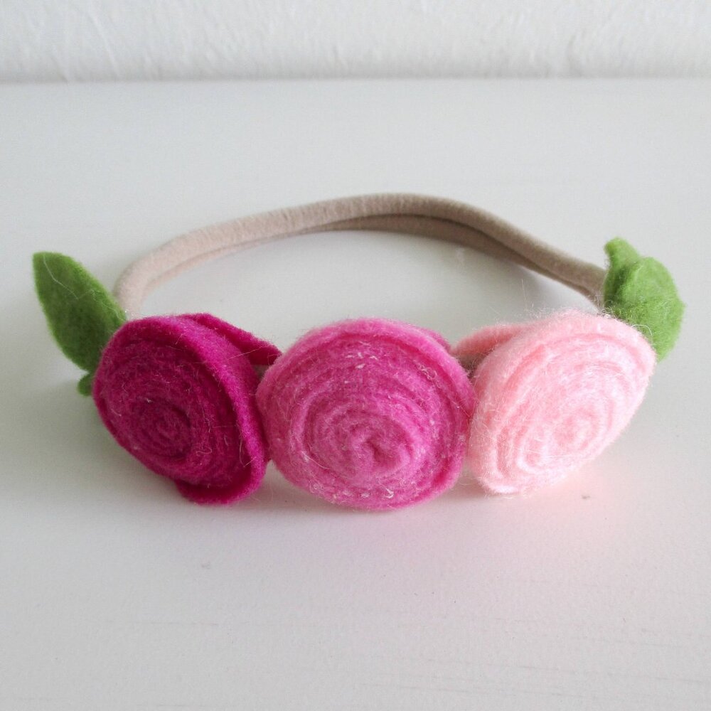 Rosy Bloom Felt Headband - Pink and Purple